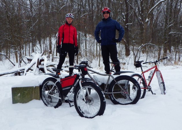 Snow bike riding on the Ohio & Erie Canal Towpath Trail