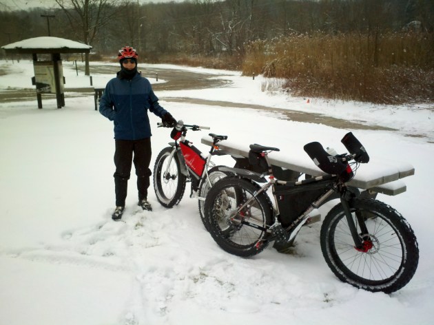 The Botzum Trailhead, on a snow bike ride on the Towpath Trail