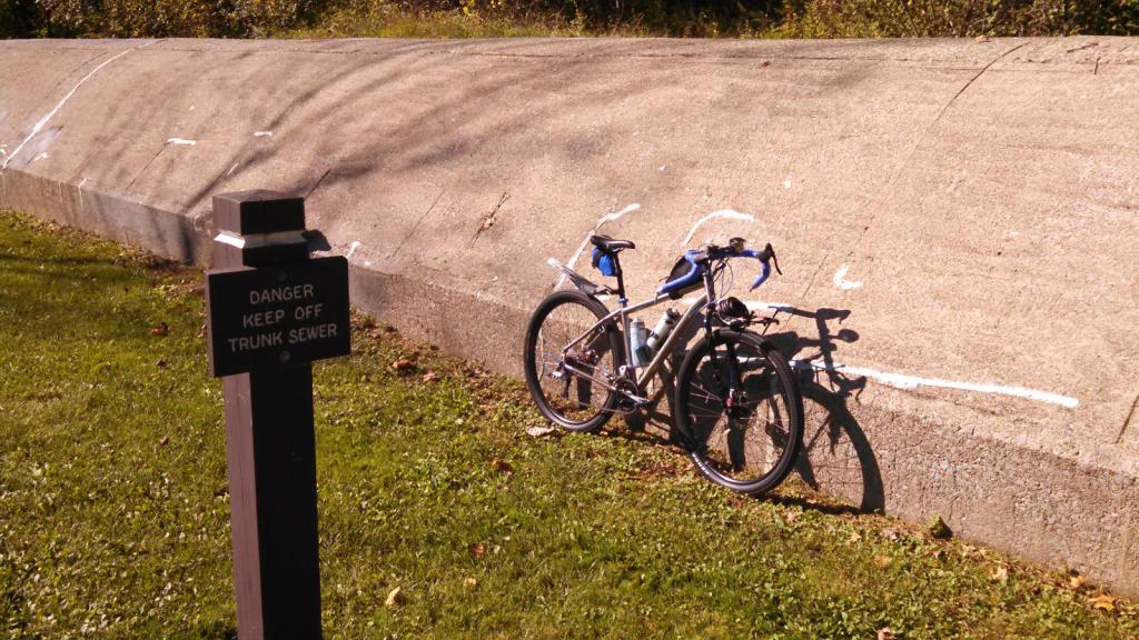 Trunk sewer line near the Towpath Trail just south of Portage Path in Akron.