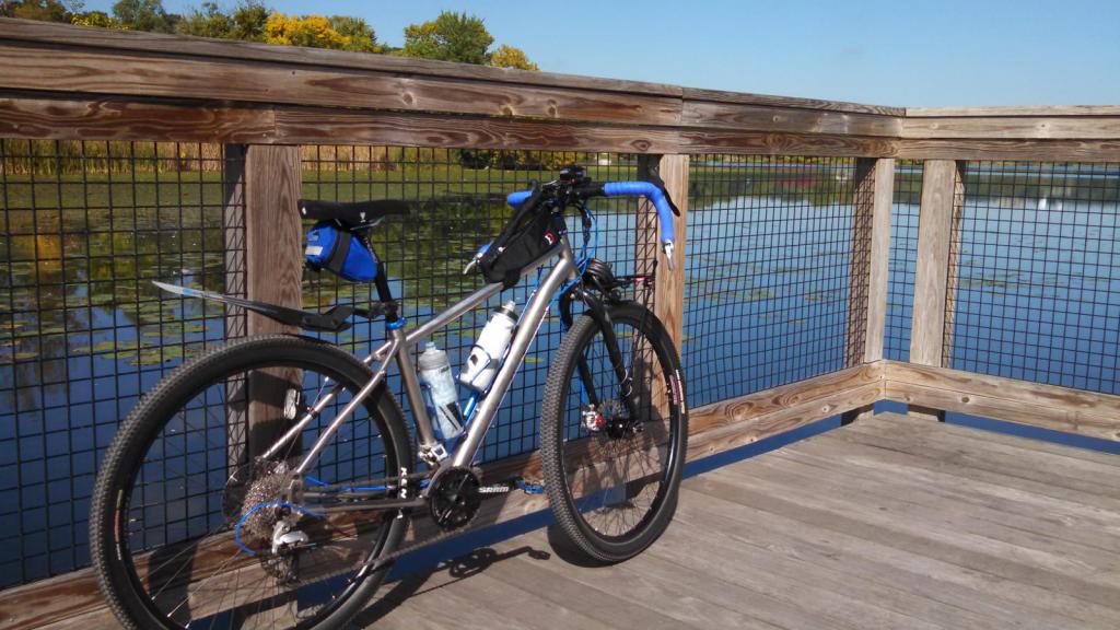 Floating bridge over Summit Lake south of downtown Akron