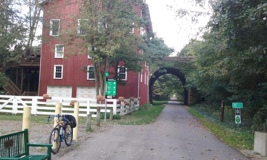 Trailhead of the Kokosing Gap Trail in the village of Howard, Ohio
