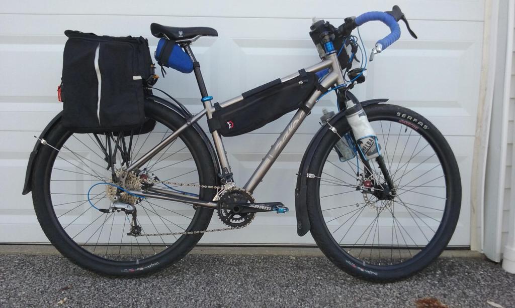 Salsa Fargo packed for a trip on the Ohio to Erie Trail