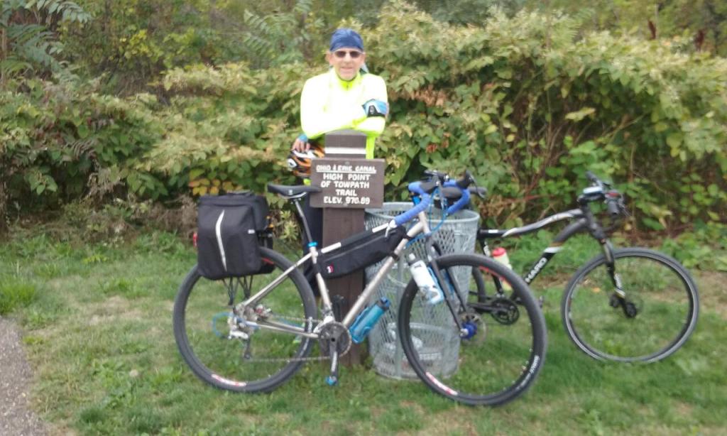 At the highest point on the Ohio & Erie Canal Towpath Trail south of downtown Akron, Ohio