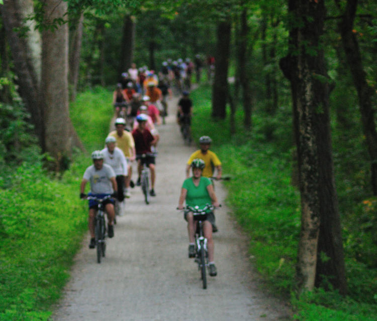 Bicycle riders on the Ohio & Erie Canal Towpath Trail